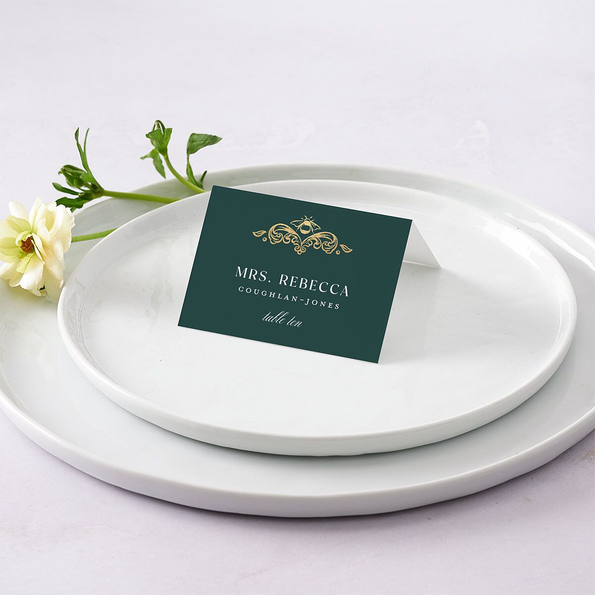 Glamorous Crown Monogram Crest Place Cards by Bridgerton — view 1