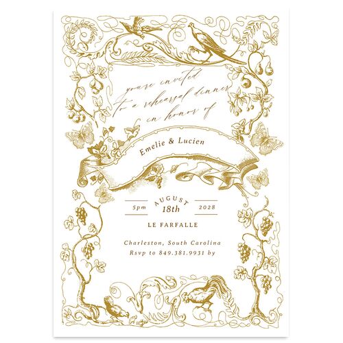 Vintage Toile Rehearsal Dinner Invitations Saddle Signature Blank Standard