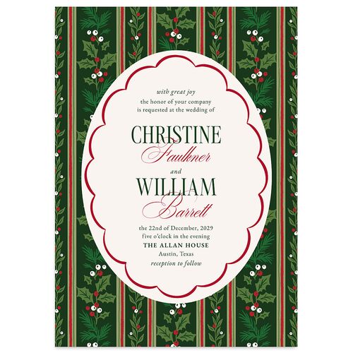 Elegant Vintage Christmas Wedding Invitations Hunter Green Signature Blank No Standard