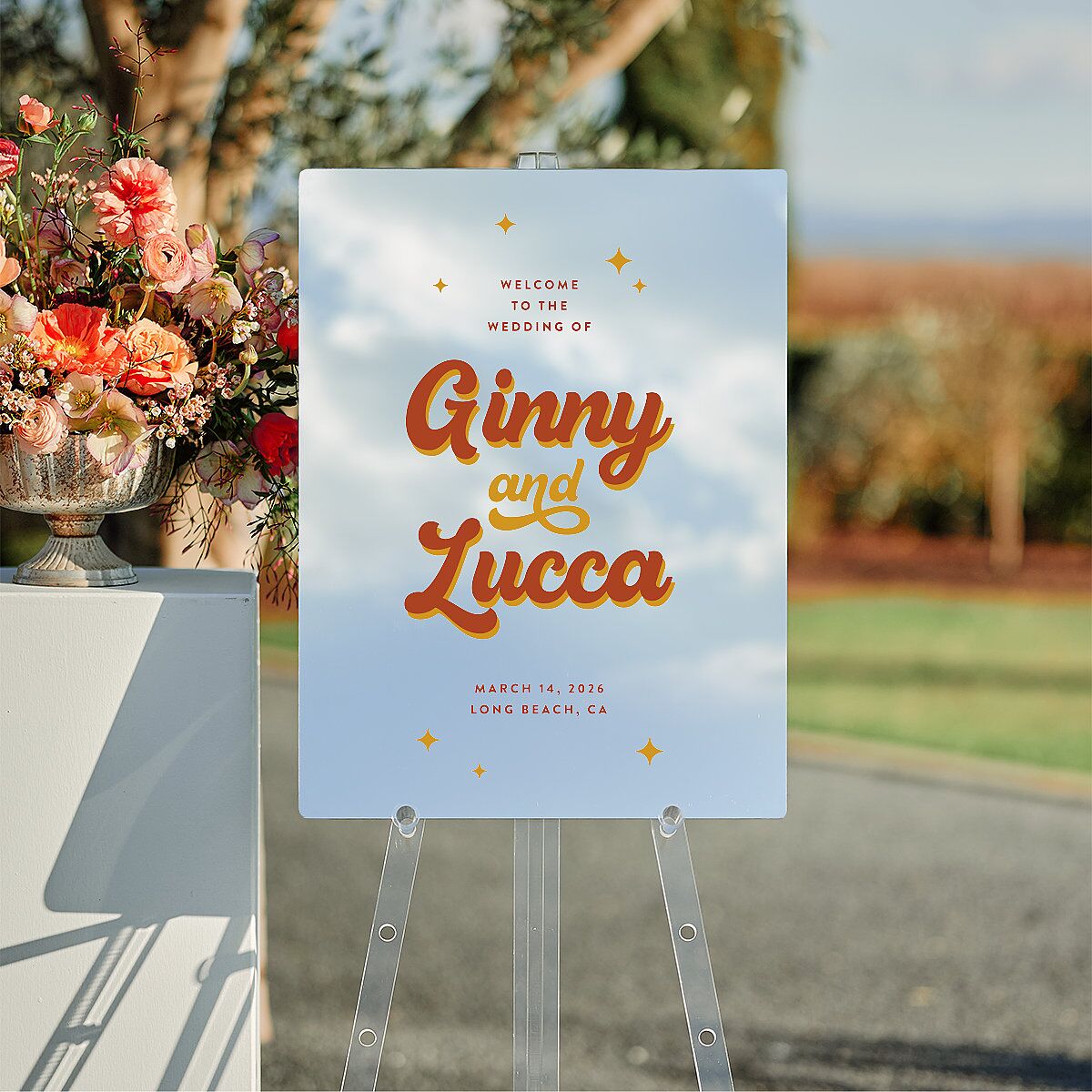 Disco Love Mirrored Acrylic Welcome Sign Medium Red Clay Mirrored Acrylic M Welcome Standard