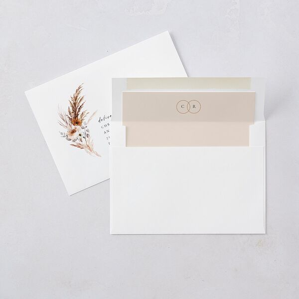 Bohemian Floral Hoop Save The Date Cards Camel Signature smooth Blank No Standard