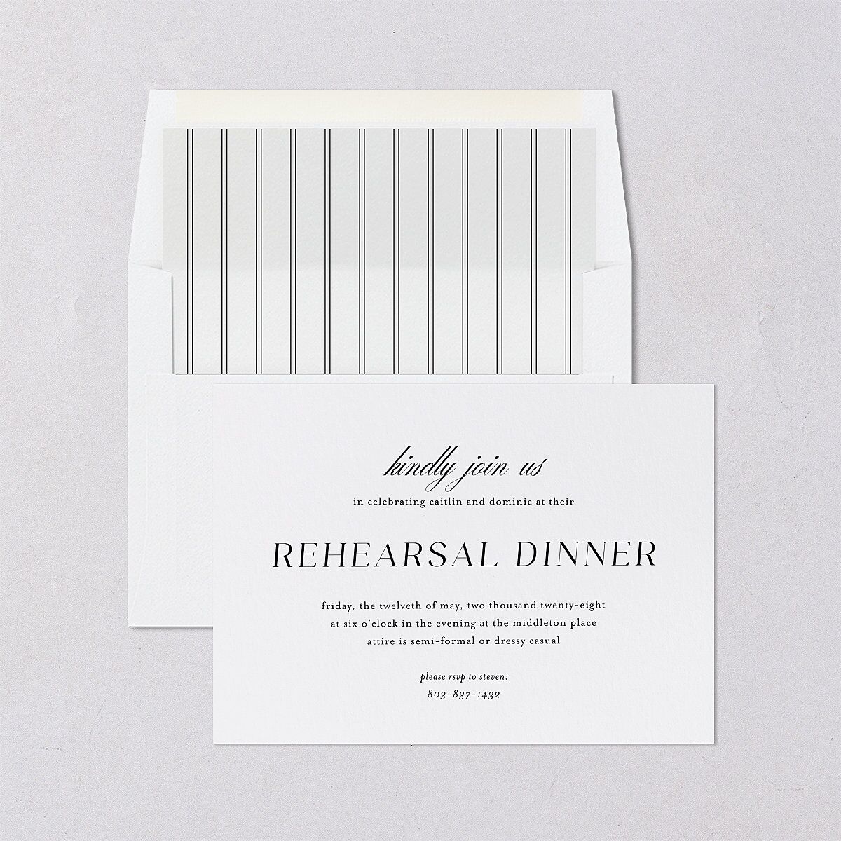 Classic Flourish Rehearsal Dinner Invitations — view 4