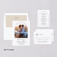 Arched Photo Digital Save the Date Cards Sand Dusty Blue Lets Celebrate Standard