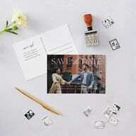 Classically Captured Photo Landscape Save the Date Postcards Midnight
