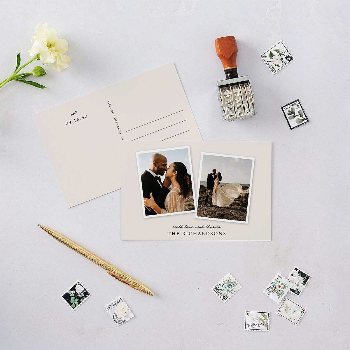 Captured Memories Photo Thank You Postcards Linen