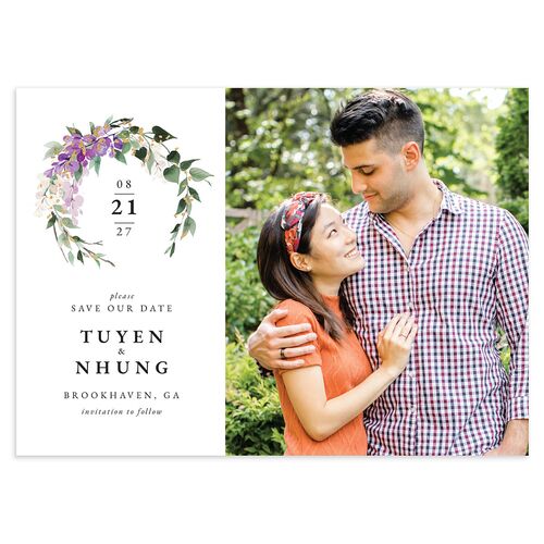 Sparkling Wisteria Save the Date Cards Gold Iris Signature smooth Blank No