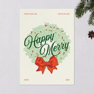 Vintage Holiday Wreath Holiday Cards Hunter Green Signature Blank Standard