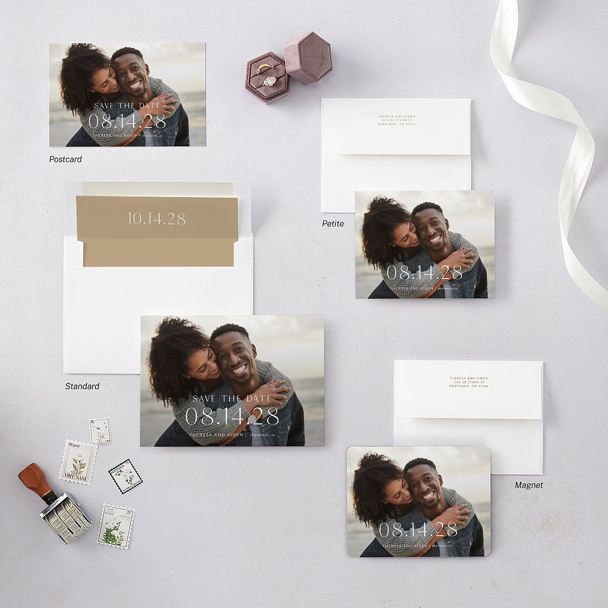 Simply Refined Photo Save the Date Cards Barely Peach Signature smooth Blank No Standard