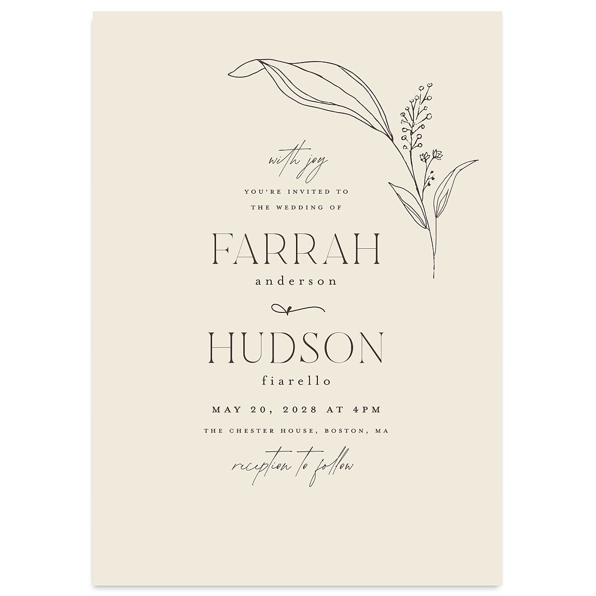 Accent Leaf Wedding Invitations