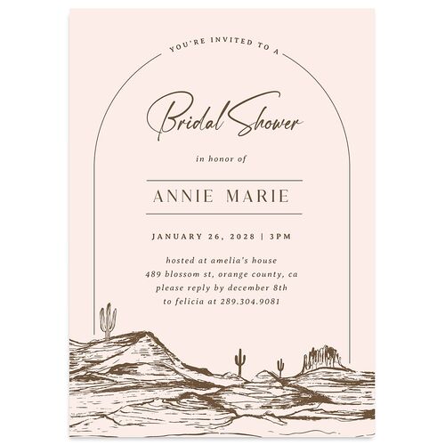 Western Cactus Bridal Shower Invitations Sepia Signature Blank Standard