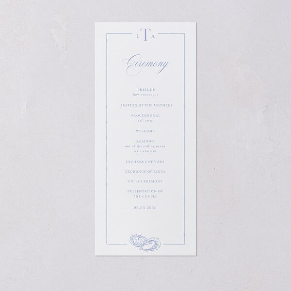 Coastal Oysters and Anchors Wedding Programs Sea Blue Signature