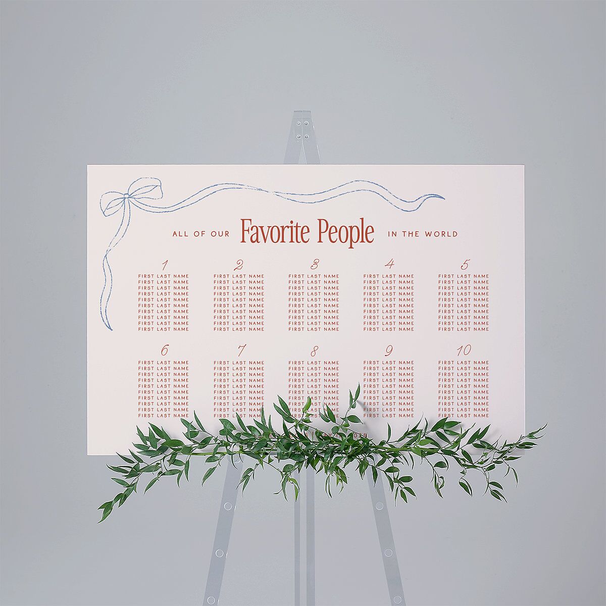 Modern Delicate Bows Standard Seating Chart Large Jewel Red Standard Indoor Foam Core L Seating