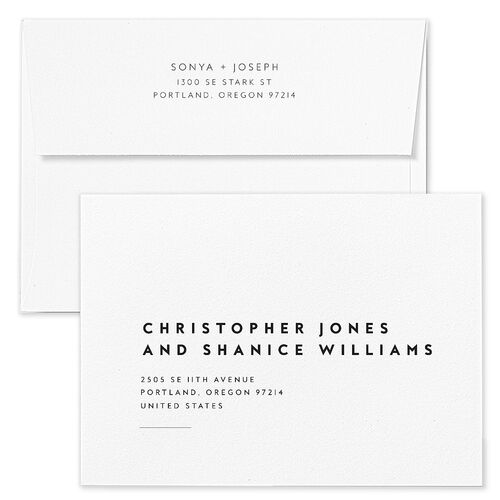 Simply Modern Rehearsal Dinner Invitation Envelopes White Dusty Blue Both Recipient and Return Addresses Signature Standard