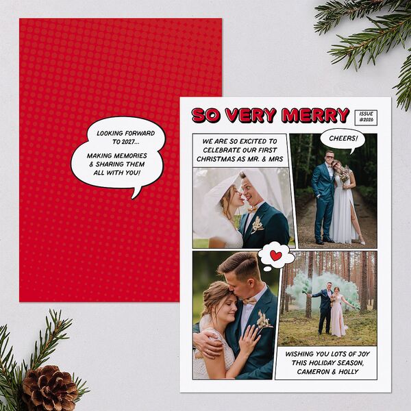 Comic Book Holiday Holiday Cards Ruby Signature Blank Portrait Standard