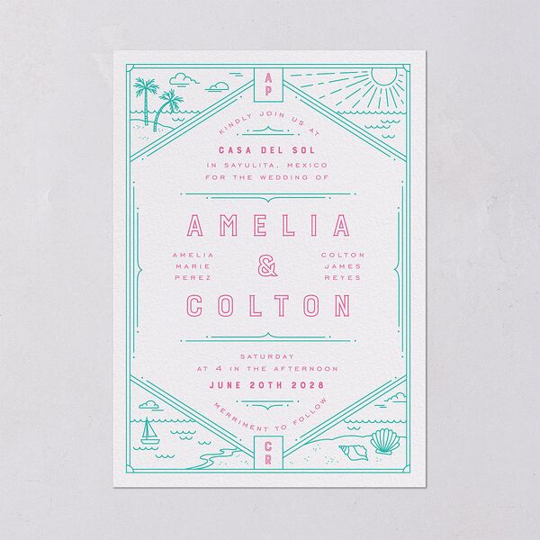Iconic Beach Wedding Invitations Sky Signature Blank No Standard