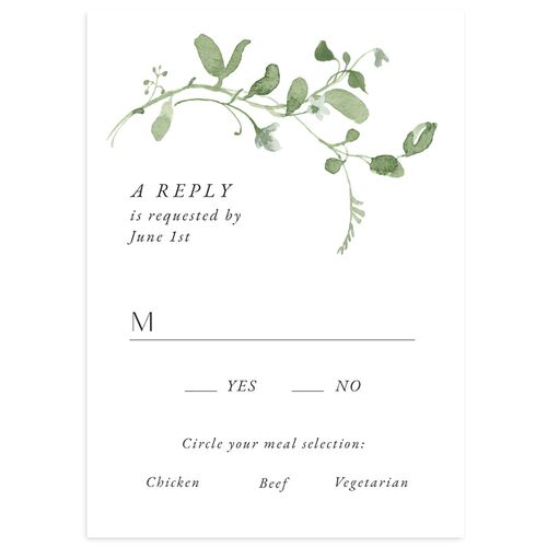Curved Garland Wedding Response Cards Pure White Signature Standard