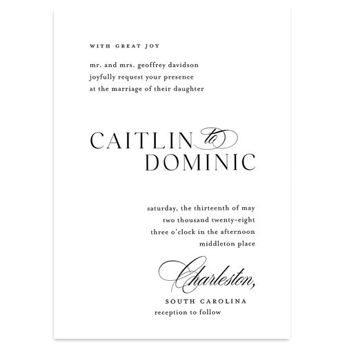 Classic Flourish Wedding Invitations Pure White Signature Blank No Standard
