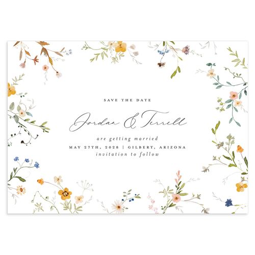Dainty Wildflowers Save the Date Cards Sunflower Signature smooth Blank No Standard