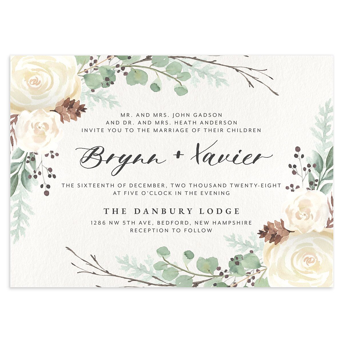 Rustic Botanical Wedding Invitations