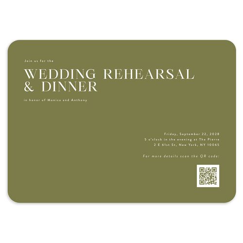 Simple Editorial Photo Rehearsal Dinner Invitations Olive Signature Blank Rounded