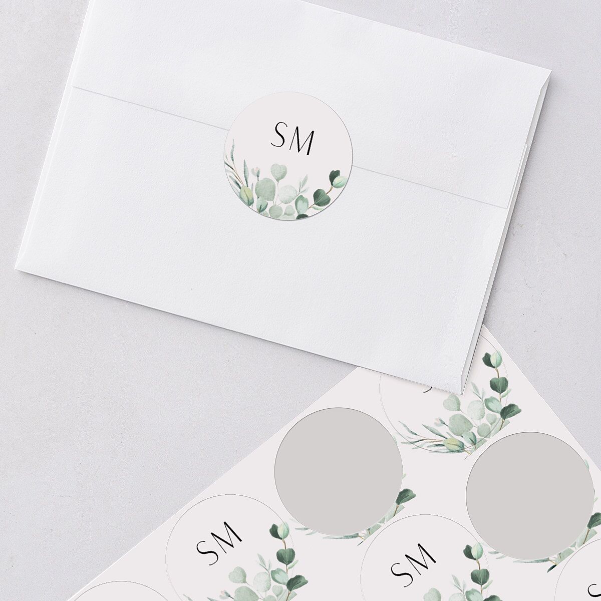Timeless Floral Hoop Wedding Stickers Pure White Circle