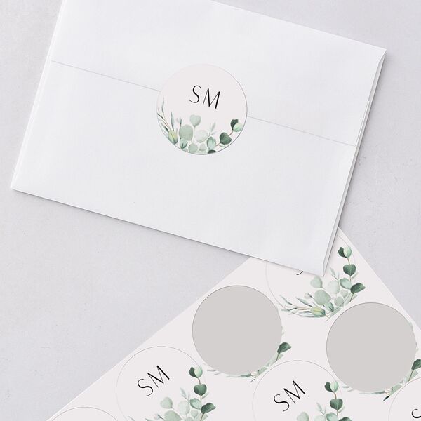 Timeless Floral Hoop Wedding Stickers Pure White Circle