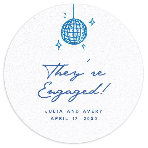 Hand Drawn Cake Engagement Party Coasters French Blue Cardboard Circle