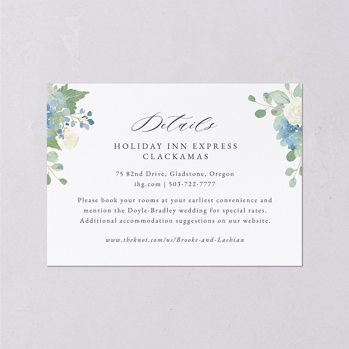 Elegant Hydrangea Wedding Enclosure Cards — view 1