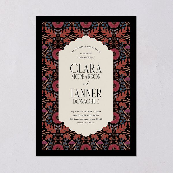 Ornate Garden Wedding Invitations Garnet Signature Blank No Standard