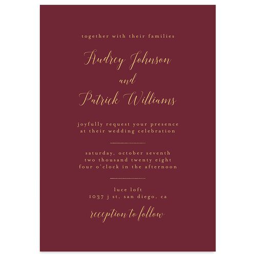 Marble and Gold Wedding Invitations Merlot Signature Blank No Standard