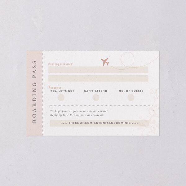 Timeless Passport All-in-One Wedding Invitations Shell Pink Signature Light Both Recipient and Return Addresses No