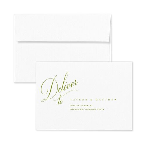 Modern Wedding Of Calligraphy Response Card Envelopes White Chartreuse Return Address Signature Standard