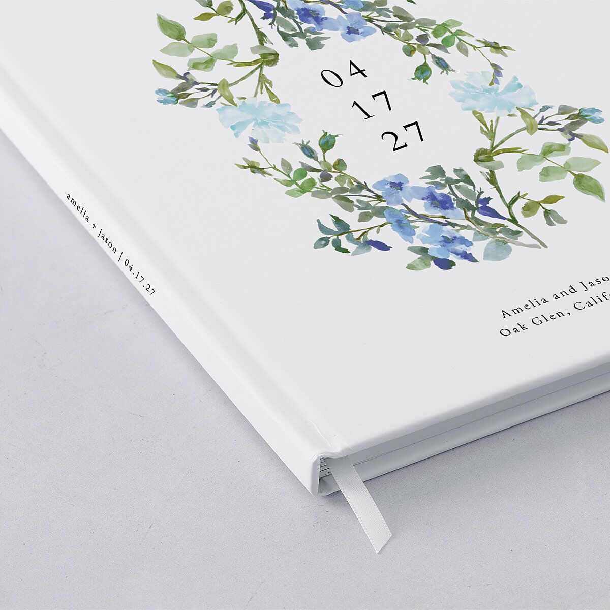 Minimal Floral Wedding Guest Book Ocean