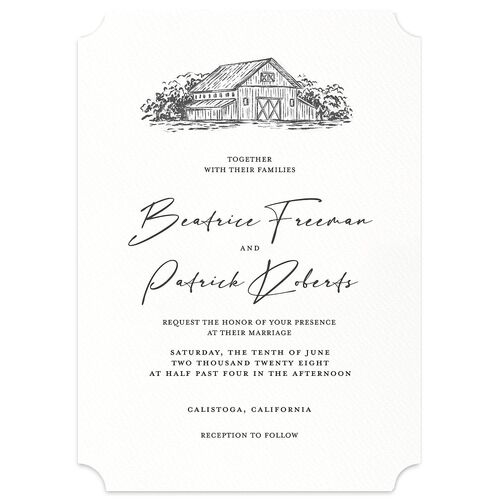Rustic Setting Wedding Invitations Medieval Grey Signature Blank No Ticket