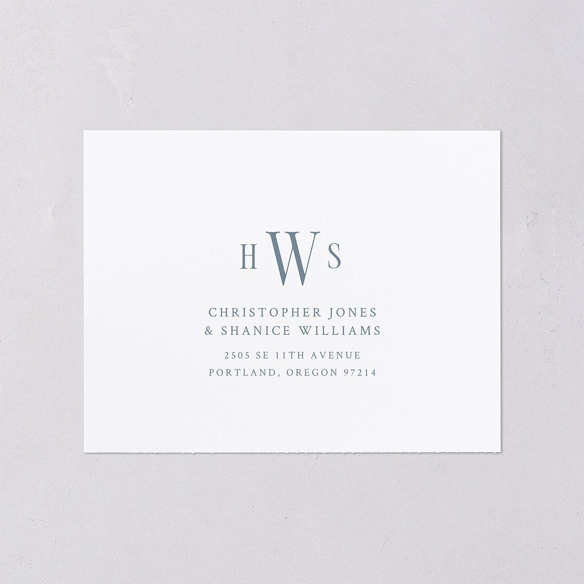 Elegant Wedding Of All-in-One Wedding Invitations Dusty Blue Signature Light Both Recipient and Return Addresses No
