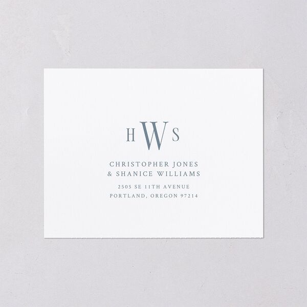 Elegant Wedding Of All-in-One Wedding Invitations Dusty Blue Signature Light Both Recipient and Return Addresses No