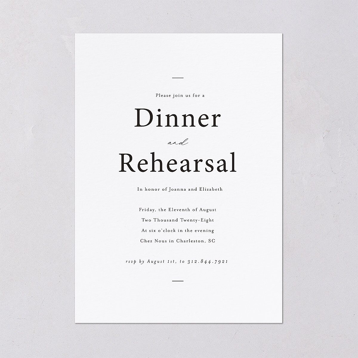 Refined Rehearsal Dinner Invitations Pure White Signature Blank