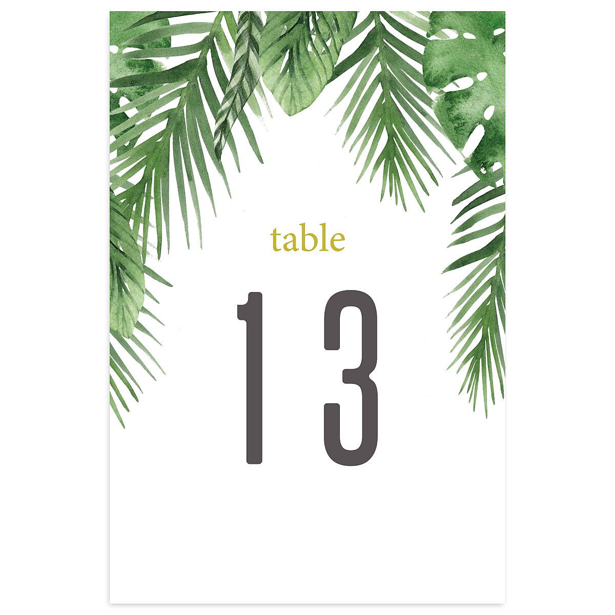 Tropical Leaves Table Numbers