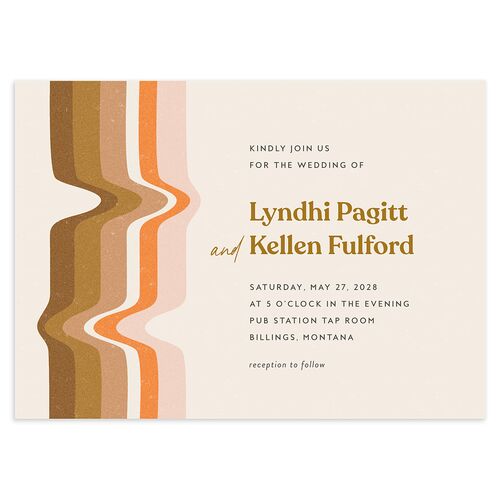Groovy Lines Wedding Invitations Saddle Signature Blank No Standard