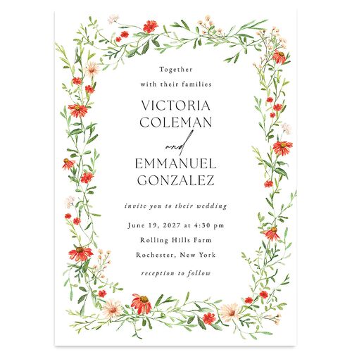 Wildflower Border Wedding Invitations  Scarlet Signature Blank No Standard