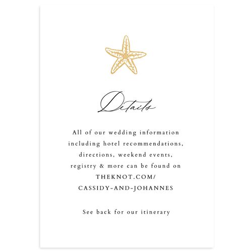 Classic Shell Wedding Event Detail Cards Gold Licorice Signature Standard