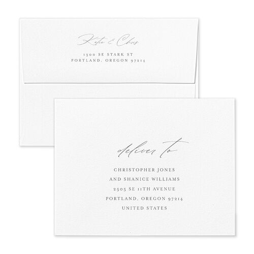 Classic Landscape Thank You Card Envelopes White Steel Gray Both Recipient and Return Addresses Signature Standard