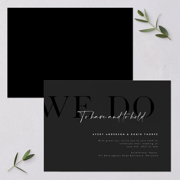Modern Vow Wedding Invitations Charcoal Signature Blank No Standard