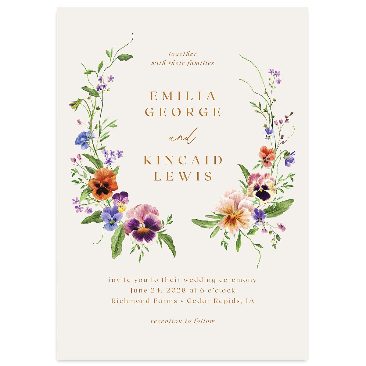 Wild Pansies Wedding Invitations