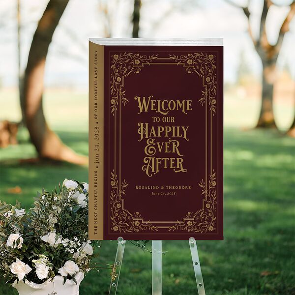 Vintage Storybook Standard Welcome Sign Large Merlot Standard Indoor Foam Core L Welcome