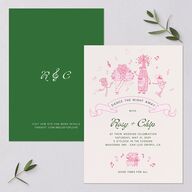 Whimsical Retro Cartoon Wedding Invitations Candy Pink Signature Blank No Standard