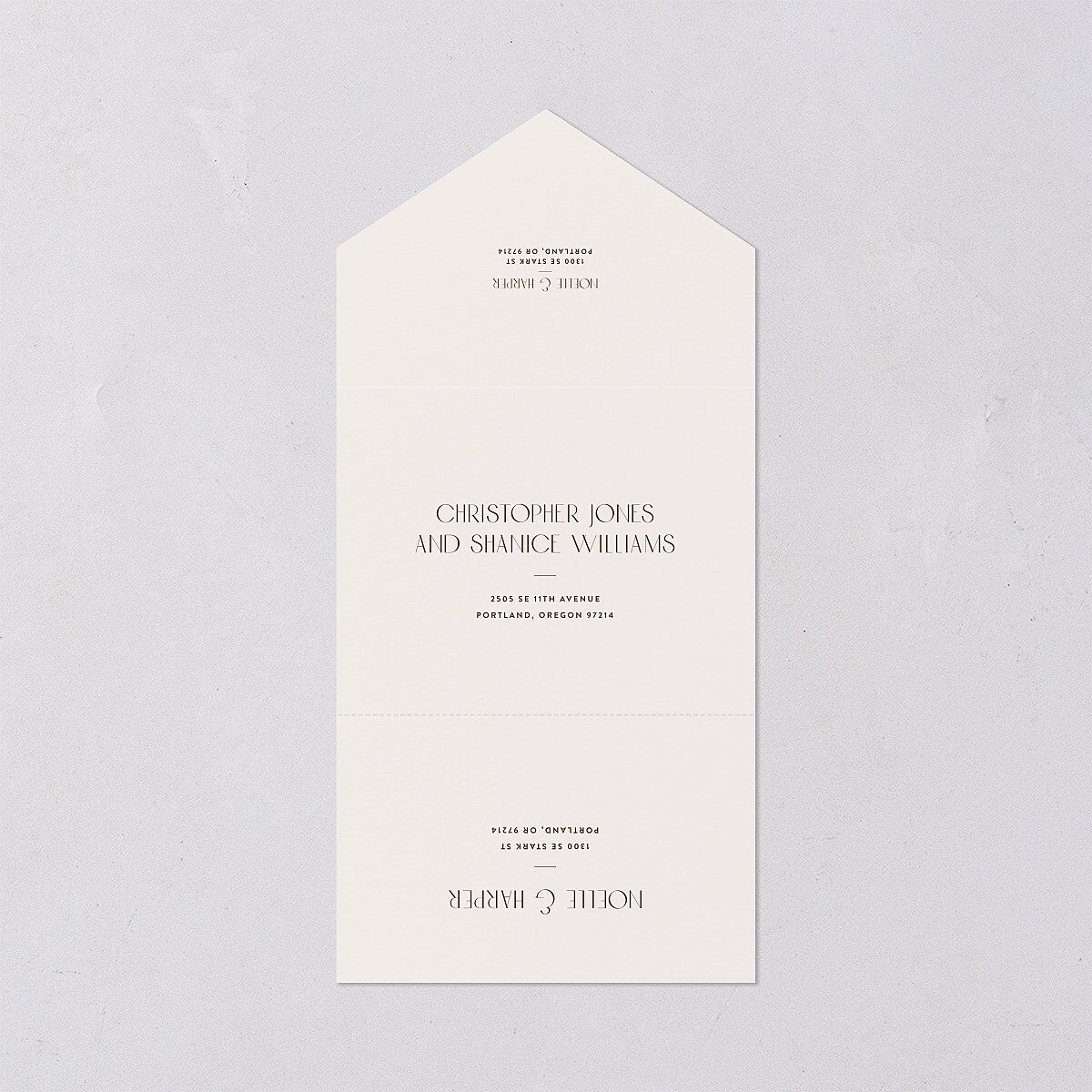 Vintage Nouveau Floral All-in-One Wedding Invitations Pear Signature Light Both Recipient and Return Addresses No