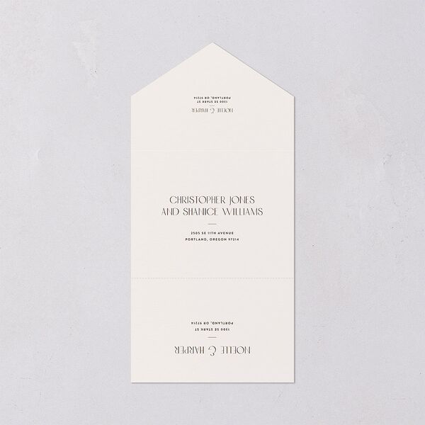 Vintage Nouveau Floral All-in-One Wedding Invitations Pear Signature Light Both Recipient and Return Addresses No