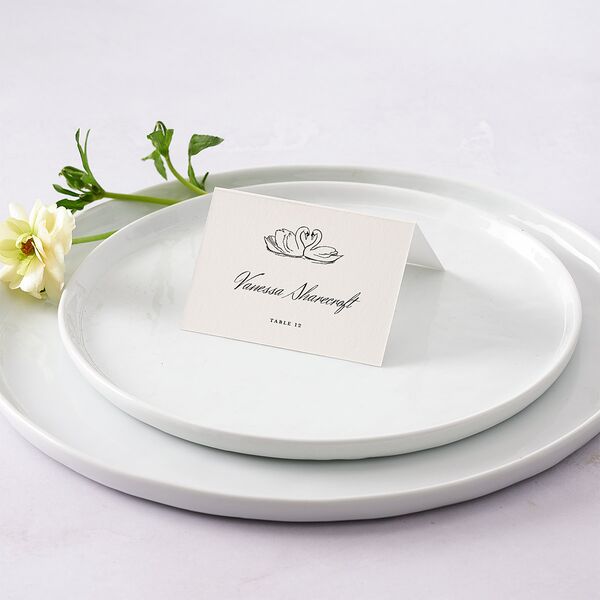 Elegant Swans Place Cards Ivory Signature