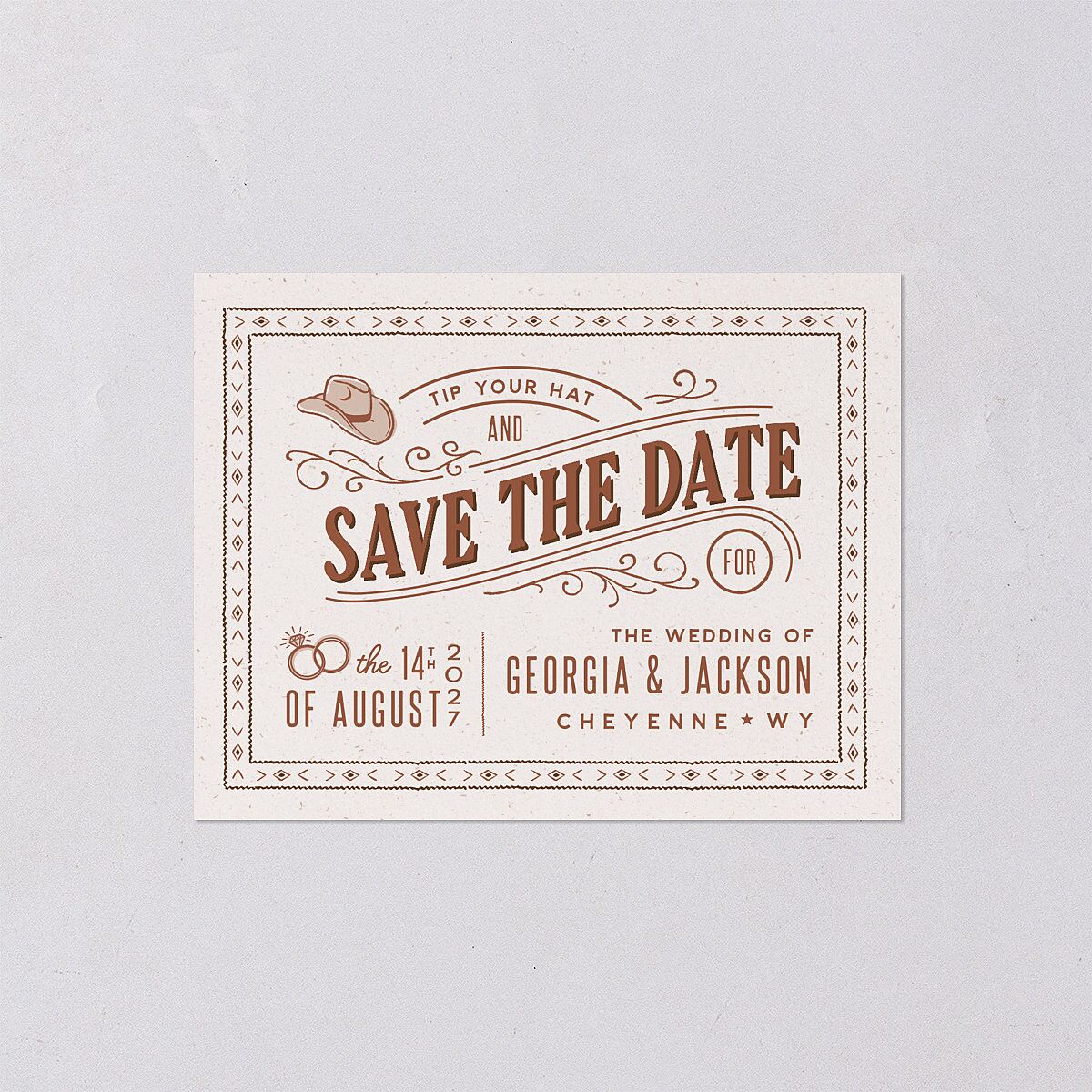 Western I Do BBQ Save the Date Petite Cards Saddle Signature smooth Blank Standard